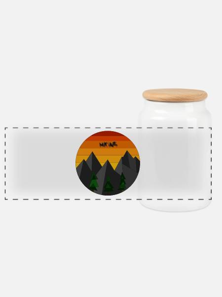 Hiking geometrisch - Panorama Keksdose mit Holzdeckel - Weiß