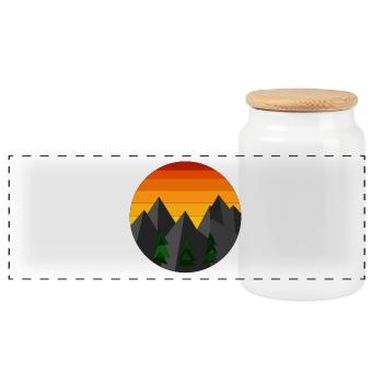 Berglandschaft Sonnenuntergang geometrisch - Panorama Keksdose mit Holzdeckel - Weiß - Vorne