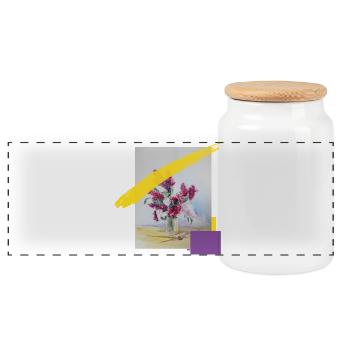 Blumenstrauß Aquarell im Pastelllook - Panorama Keksdose mit Holzdeckel - Weiß - Vorne