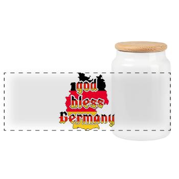 god bless germany - Panoramic Cookie Jar with Wooden Lid - white - Front