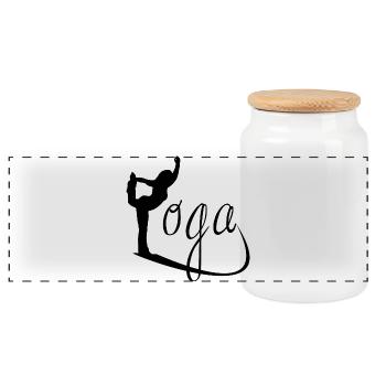 yoga - Panoramic Cookie Jar with Wooden Lid - white - Front