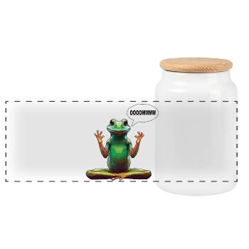 Grenouille de yoga - Boîte à biscuits avec couvercle en bois - blanc - Devant