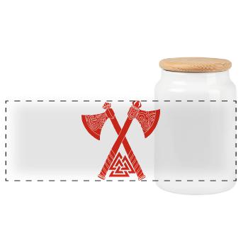 Haches et symbole viking rouge - Boîte à biscuits avec couvercle en bois - blanc - Devant
