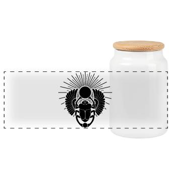 Egyptian winged beetle | God of Ancient Egypt - Panoramic Cookie Jar with Wooden Lid - white - Front