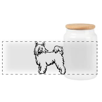 Chinese Crested Powderpuff - Panorama Keksdose mit Holzdeckel - Weiß - Vorne