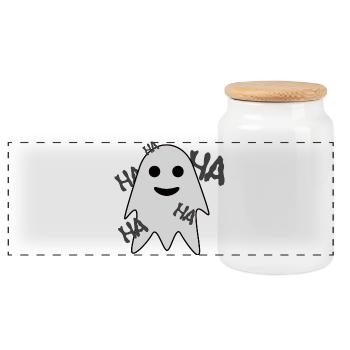 Ghost - Panoramic Cookie Jar with Wooden Lid - white - Front