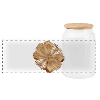 Quilling Blüte in warmen Holzfarben - Panorama Keksdose mit Holzdeckel - Weiß - Vorne
