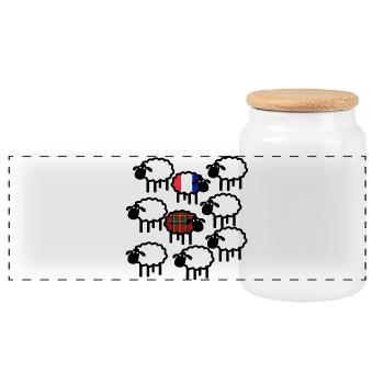 Moutons français et écossais - Boîte à biscuits avec couvercle en bois - blanc - Devant