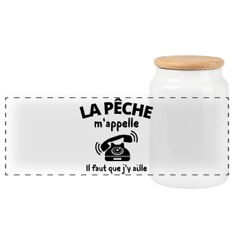 pêche, pêcheur, fan de pêche - Boîte à biscuits avec couvercle en bois - blanc - Devant