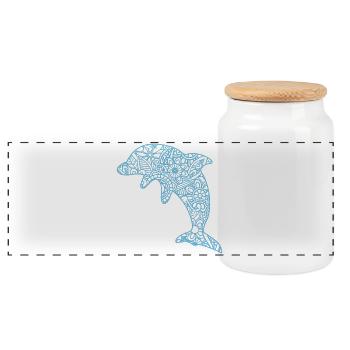 Dolphin T-Shirt Dauphin Dolphin Delfin Delfin Mandala - Panorama Keksdose mit Holzdeckel - Weiß - Vorne