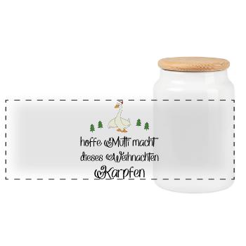 Lustige Geschenke zu Weihnachten - Panorama Keksdose mit Holzdeckel - Weiß - Vorne