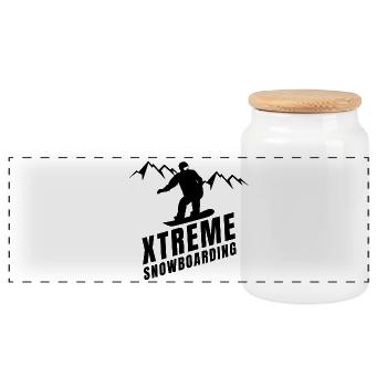 skiing, snowboarding, skiing, winter sports - Panoramic Cookie Jar with Wooden Lid - white - Front