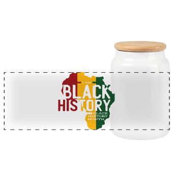 Africa Colors Black History - Panoramic Cookie Jar with Wooden Lid - white - Front