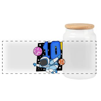 Junge 10 Jahre alt - 10. Geburtstag Geschenk - Panorama Keksdose mit Holzdeckel - Weiß - Vorne