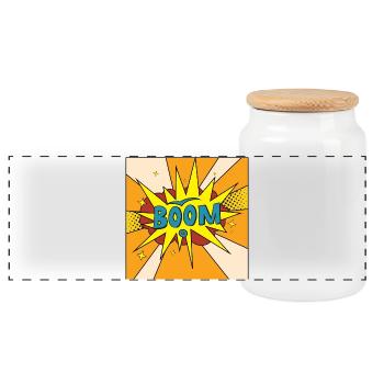 Boom Comic Explosion Style - Panoramic Cookie Jar with Wooden Lid - white - Front