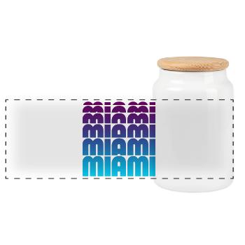 Miami Grid Gradient - Panorama Keksdose mit Holzdeckel - Weiß - Vorne