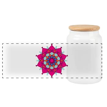 Yoga Star Pink Mandala Mediatation Yogi Decorative - Panoramic Cookie Jar with Wooden Lid - white - Front
