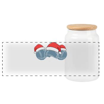 Boule Santa Tenue de pétanque pour Bouler pour boules - Boîte à biscuits avec couvercle en bois - blanc - Devant