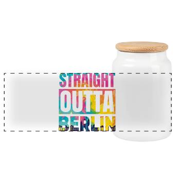 Directly from Berlin - Panoramic Cookie Jar with Wooden Lid - white - Front