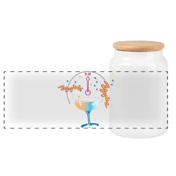 New Year's Toast Confetti - Panoramic Cookie Jar with Wooden Lid - white - Front