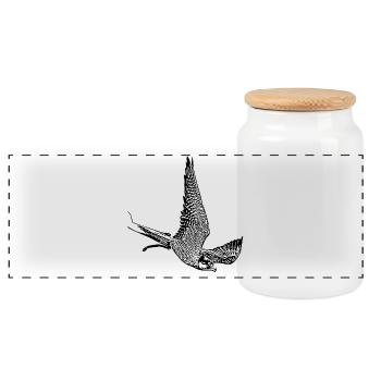Faucon en piqué - Boîte à biscuits avec couvercle en bois - blanc - Devant