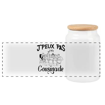 j peux pas j ai cousinade - Boîte à biscuits avec couvercle en bois - blanc - Devant