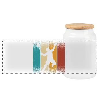 Badminton - Boîte à biscuits avec couvercle en bois - blanc - Devant