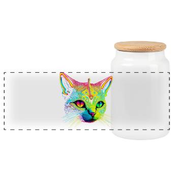 Katzen-Alien - Panorama Keksdose mit Holzdeckel - Weiß - Vorne