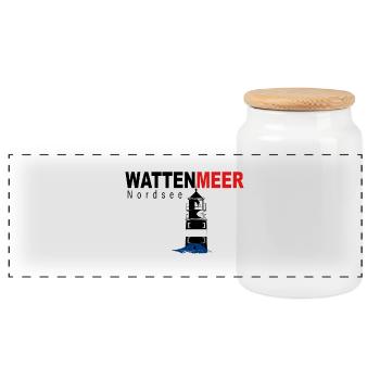Wattenmeer - Panorama Keksdose mit Holzdeckel - Weiß - Vorne