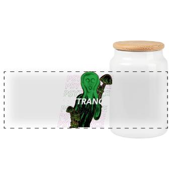 Le Cri - Psytrance trance trippy rave festival art - Panoramic Cookie Jar with Wooden Lid - white - Front