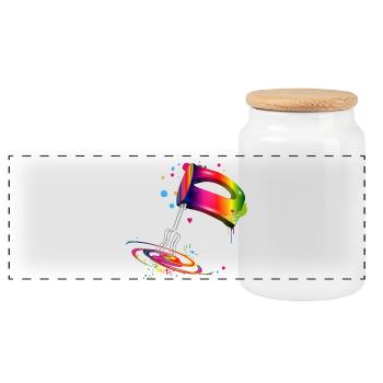 Hand mixer in bright rainbow colours - Panoramic Cookie Jar with Wooden Lid - white - Front