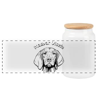 Magyar Viszla Shorthair Portrait - Panoramic Cookie Jar with Wooden Lid - white - Front