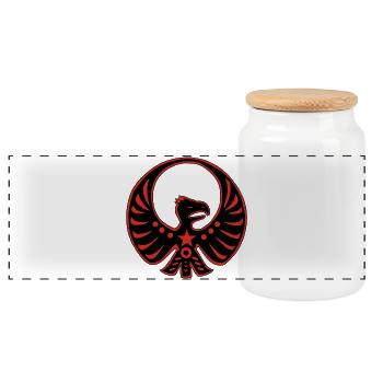 Protective totem eagle - Panoramic Cookie Jar with Wooden Lid - white - Front
