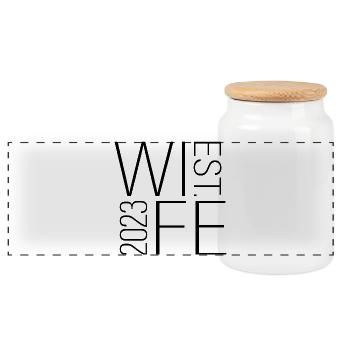 2023 Mariage jumelé de couple marié - Boîte à biscuits avec couvercle en bois - blanc - Devant