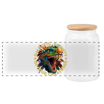 Galactic Society of Loud Creatures - Panoramic Cookie Jar with Wooden Lid - white - Front