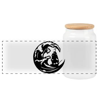 The Great Black Wave - Panoramic Cookie Jar with Wooden Lid - white - Front