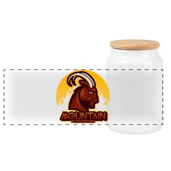 Chamois : la montagne c'est mon terrain de jeu - Boîte à biscuits avec couvercle en bois - blanc - Devant