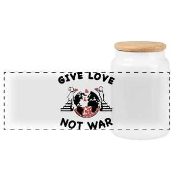 Peace, not war - Panoramic Cookie Jar with Wooden Lid - white - Front