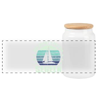 Segeln Segelboot - Panorama Keksdose mit Holzdeckel - Weiß - Vorne