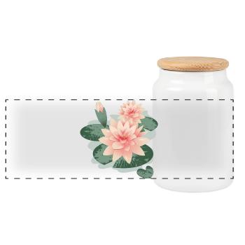 Fleurs de nénuphars avec bourgeon dans l’étang de nénuphars - Boîte à biscuits avec couvercle en bois - blanc - Devant