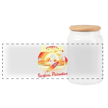 Hawaii Surfers Paradise - Panoramic Cookie Jar with Wooden Lid - white - Front