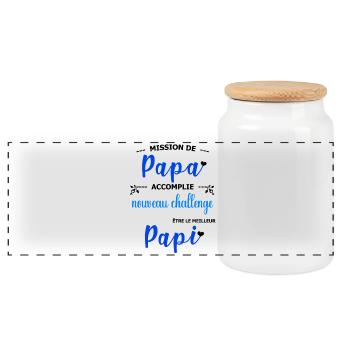 Mission de papa accomplie nouveau challenge être  - Boîte à biscuits avec couvercle en bois - blanc - Devant