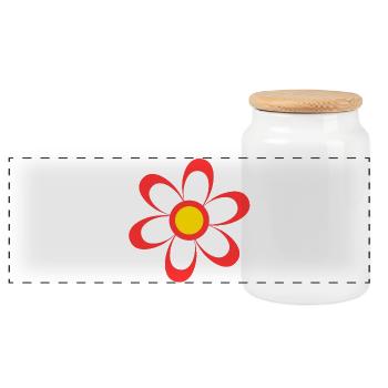 Disco flower, vintage, flower power - Panoramic Cookie Jar with Wooden Lid - white - Front