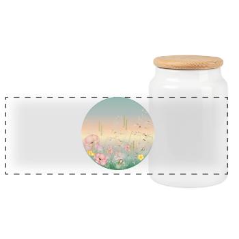 delicately blooming meadow in pastel colors in spring - Panoramic Cookie Jar with Wooden Lid - white - Front