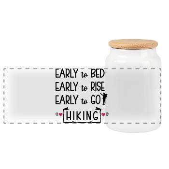 Tôt pour se coucher tôt pour se lever tôt pour faire de la randonnée - Boîte à biscuits avec couvercle en bois - blanc - Devant