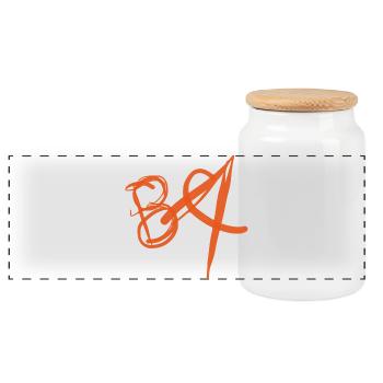 Gift idea for the Bachelor of Arts degree - Panoramic Cookie Jar with Wooden Lid - white - Front