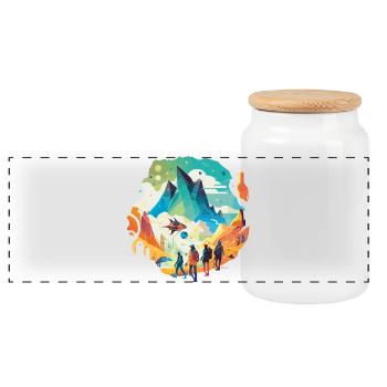Journey to the center of the Earth - Panoramic Cookie Jar with Wooden Lid - white - Front