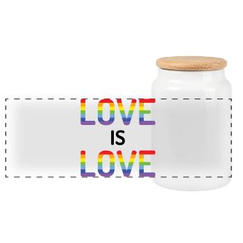 Pride Month - Love is Love - Panoramic Cookie Jar with Wooden Lid - white - Front
