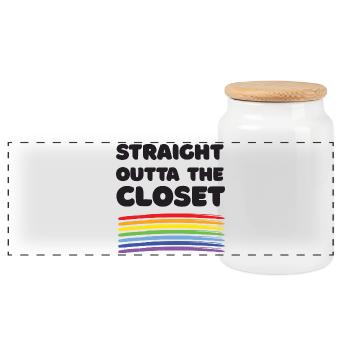 Pride Month - Straight Outta The Closet - Panoramic Cookie Jar with Wooden Lid - white - Front