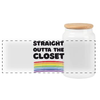 Pride Month – Straight Outta The Closet - Panoramic Cookie Jar with Wooden Lid - white - Front